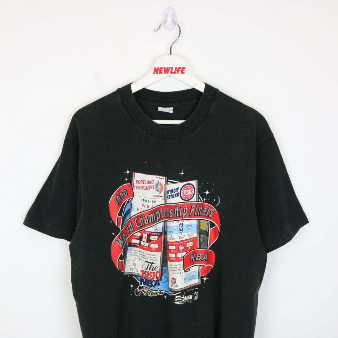Vintage 1990 NBA Finals Trailblazers vs Pistons Tee - M-NEWLIFE Clothing