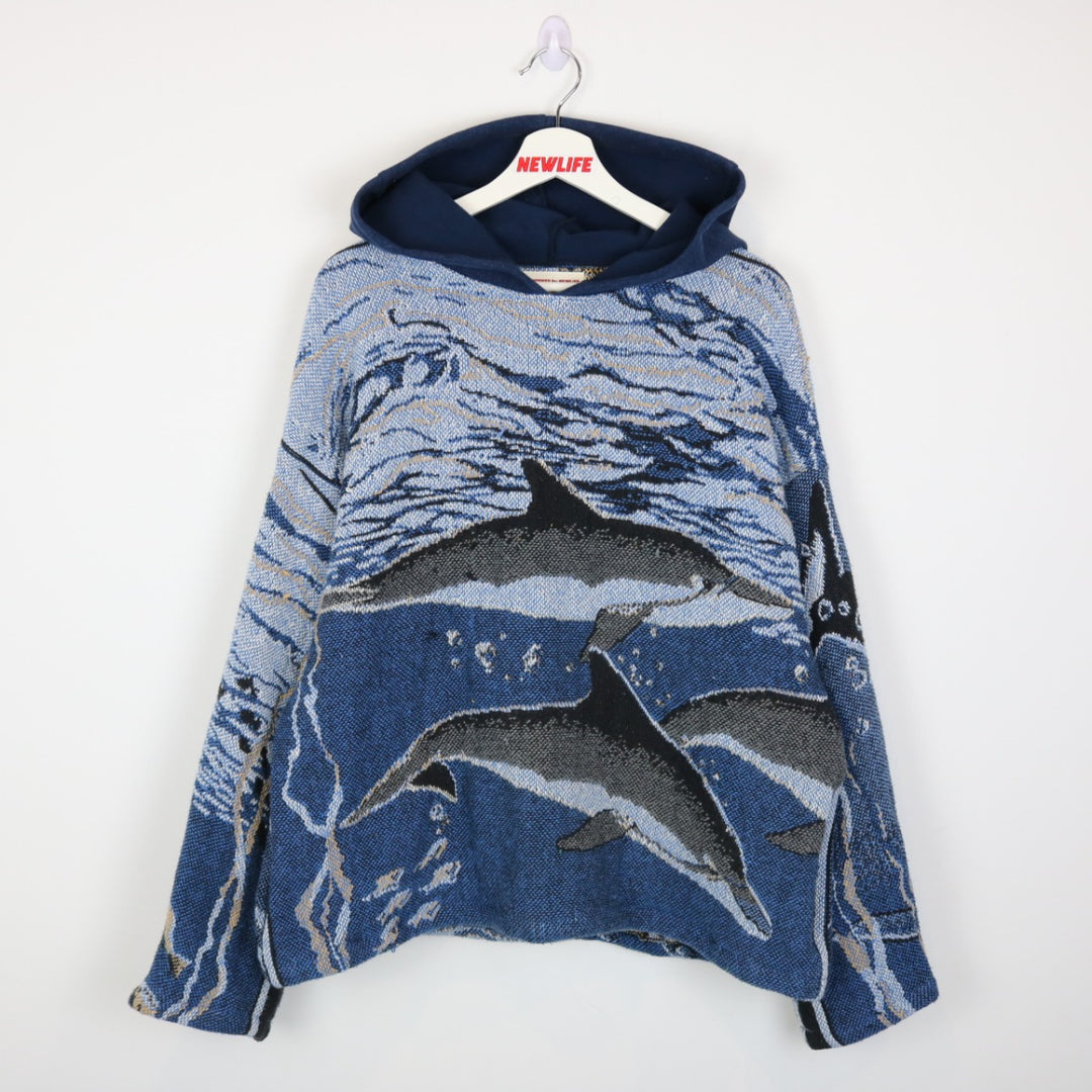 Reworked Vintage Whale Ocean Nature Tapestry Hoodie - L-NEWLIFE Clothing