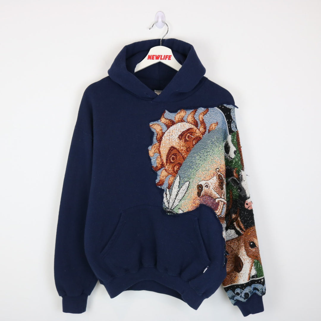 Reworked Vintage Rainbow Nature Tapestry Russell Hoodie - M-NEWLIFE Clothing