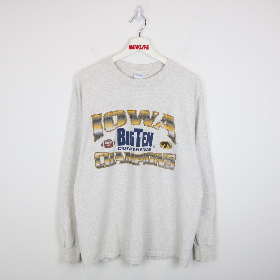 Vintage 2002 University of Iowa Hawkeyes Football Champions Long Sleeve Tee - L-NEWLIFE Clothing