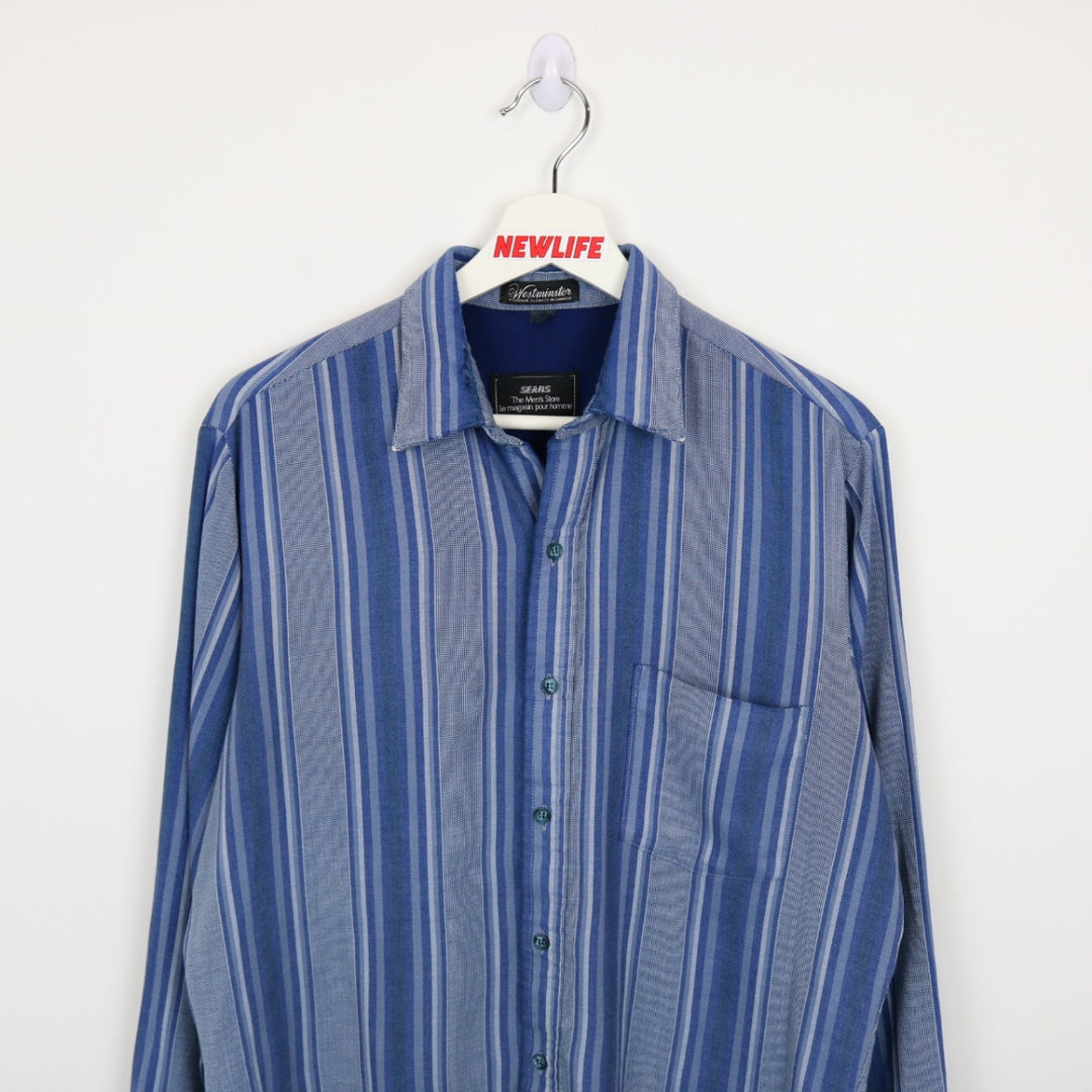 Vintage 80's Sears Striped Button Up - M-NEWLIFE Clothing