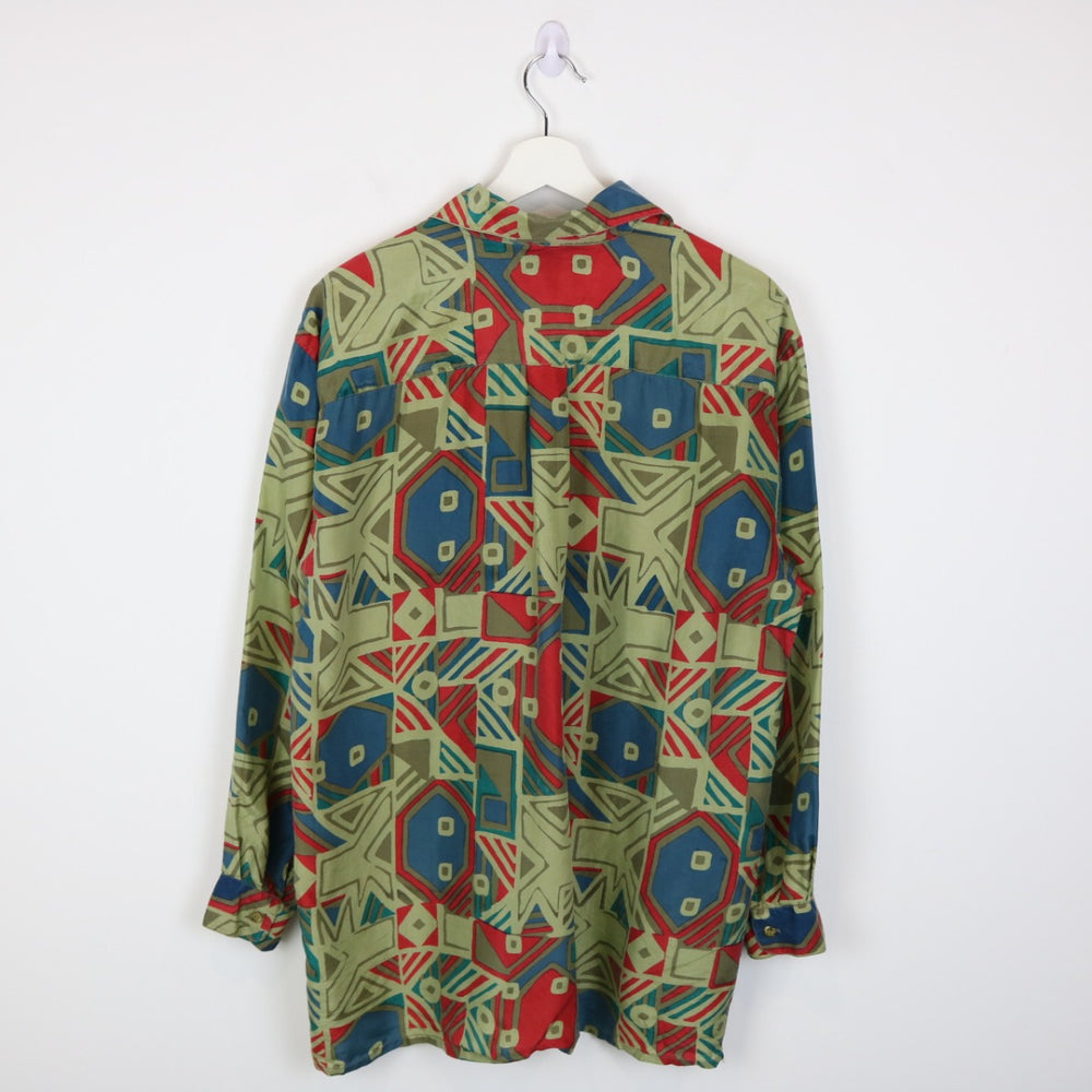 Vintage 80's Julia Connections Patterned Silk Button Up - M-NEWLIFE Clothing