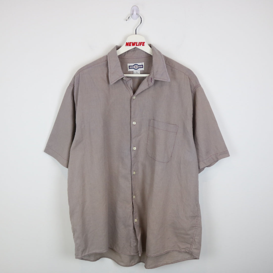 Vintage 90's Gulf Traders Linen Short Sleeve Button Up - L-NEWLIFE Clothing