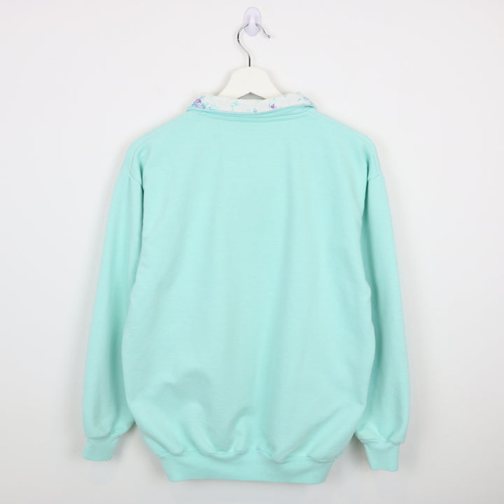 Vintage 90's Flower Quarter Zip Sweater - M-NEWLIFE Clothing