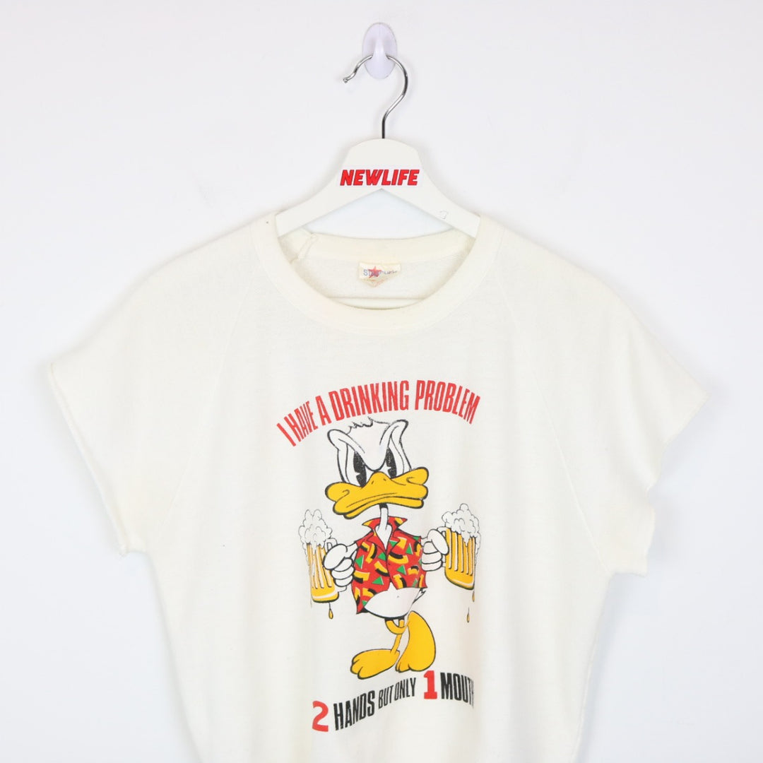 Vintage 80's Drinking Problem Short Sleeve Crewneck - S-NEWLIFE Clothing