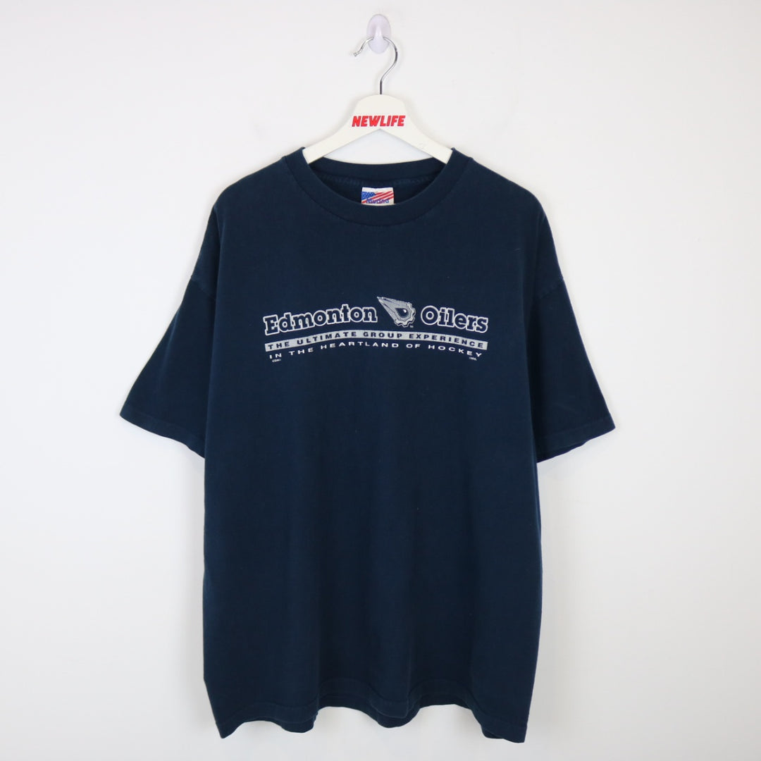 Vintage 00's Edmonton Oilers Oil Drop NHL Tee - XXL-NEWLIFE Clothing
