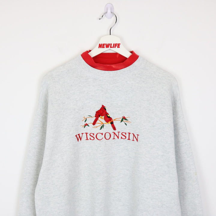 Vintage 90's Wisconsin Cardinal Nature Crewneck - L-NEWLIFE Clothing