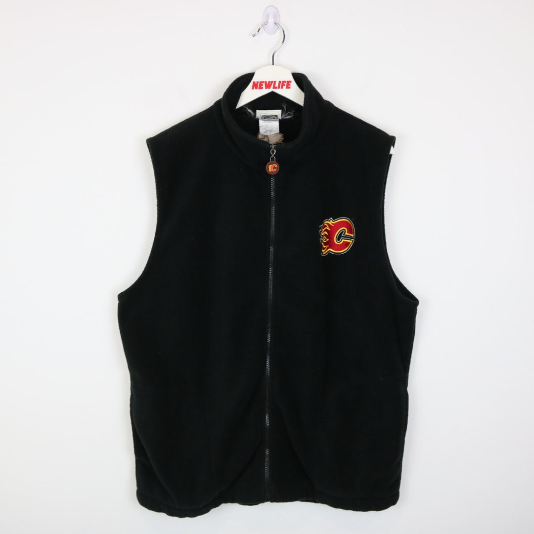 Vintage 00's Calgary Flames Fleece Vest - L-NEWLIFE Clothing