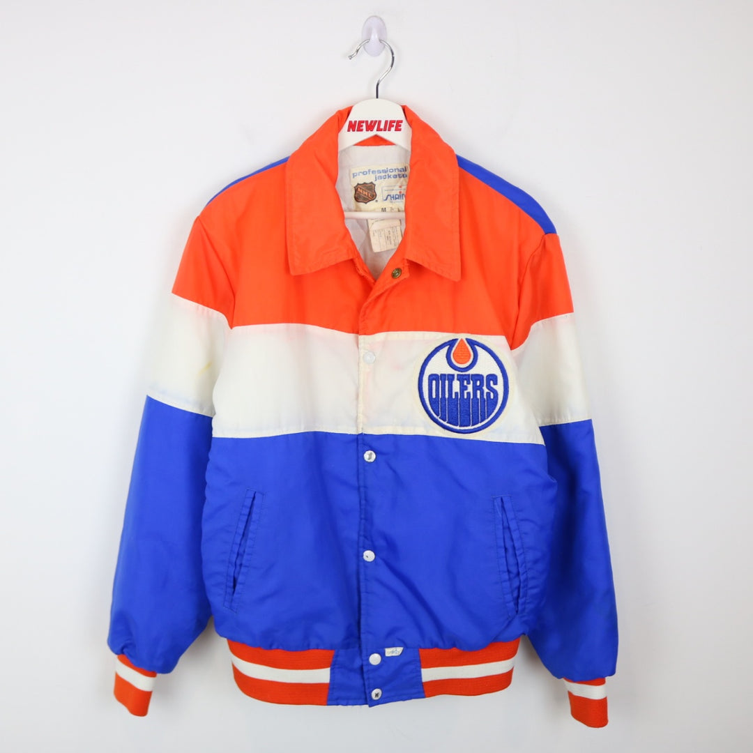 Vintage 80's Edmonton Oilers Quilt Lined Shain NHL Jacket - L-NEWLIFE Clothing