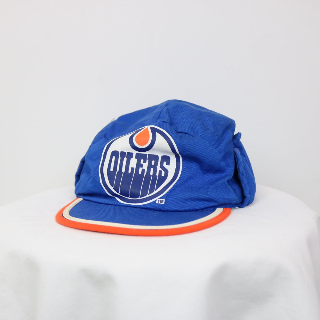 Vintage 80's Edmonton Oilers Quilted Ear Flap NHL Hat - OS-NEWLIFE Clothing