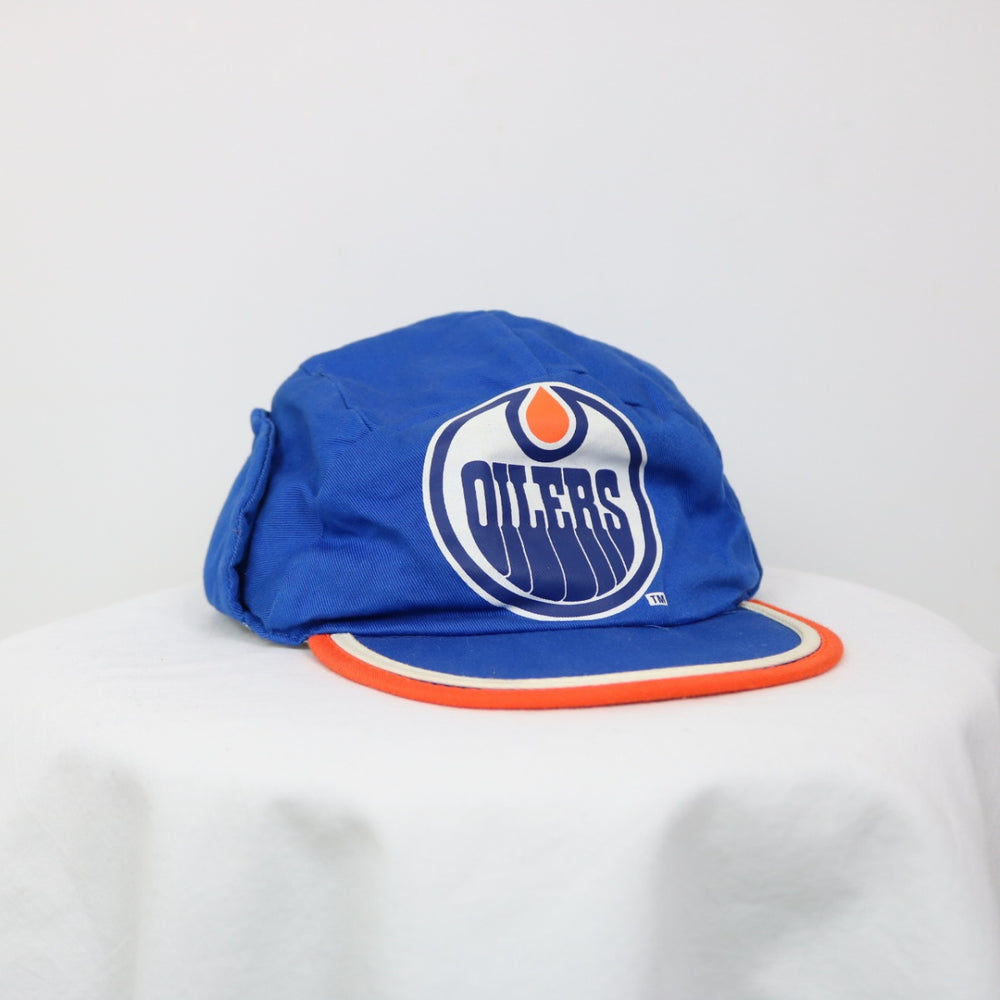 Vintage 80's Edmonton Oilers Quilted Ear Flap NHL Hat - OS-NEWLIFE Clothing