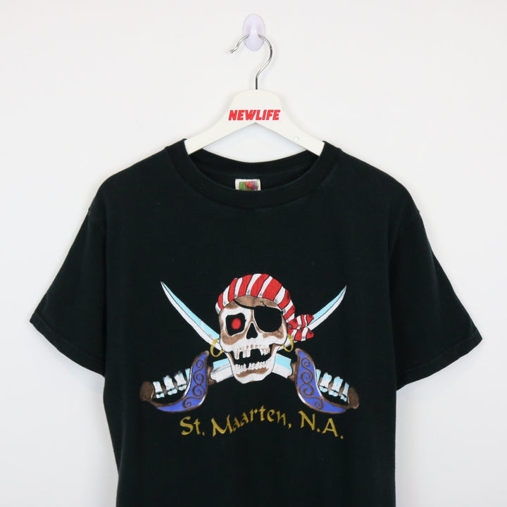 Vintage 90's St. Maarten Pirate Skull Tee - M-NEWLIFE Clothing