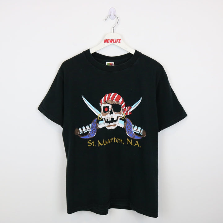 Vintage 90's St. Maarten Pirate Skull Tee - M-NEWLIFE Clothing