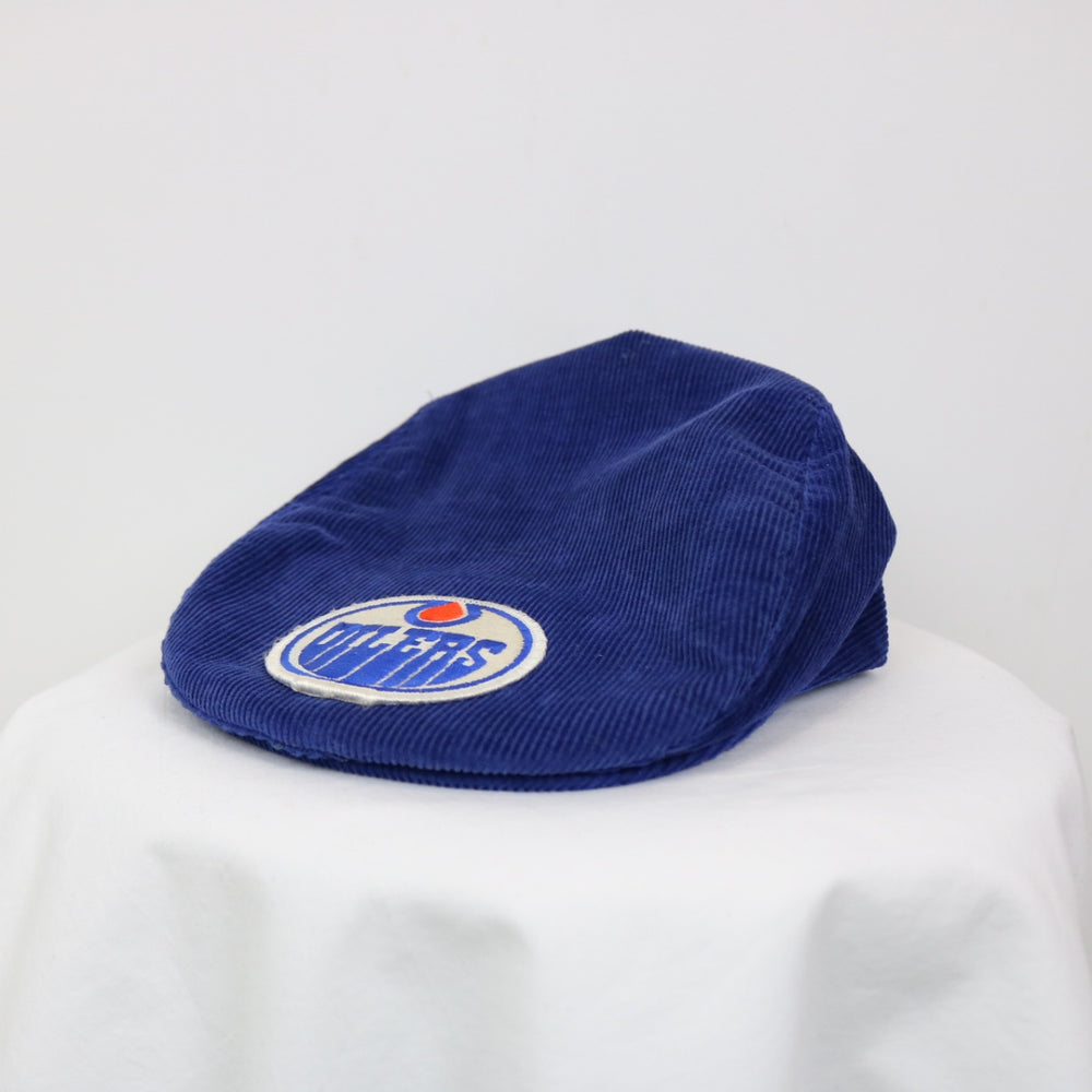 Vintage 80's Edmonton Oilers Corduroy NHL Flat Cap - OS-NEWLIFE Clothing