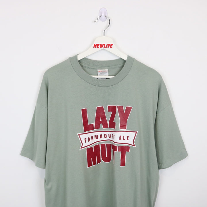 Vintage 90's Lazy Mutt Farmhouse Ale Beer Tee - XL-NEWLIFE Clothing