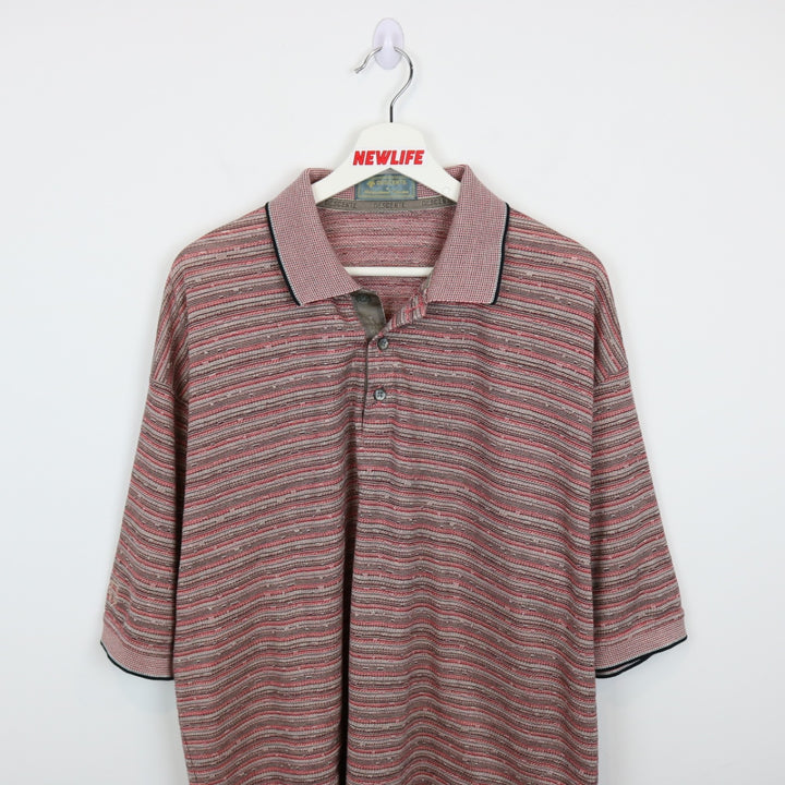 Vintage 80's Descente Striped Polo Shirt - XL-NEWLIFE Clothing