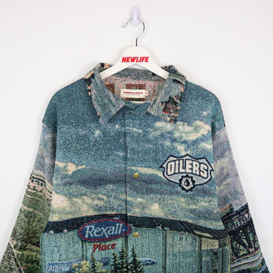 Reworked Edmonton Oilers Custom Tapestry Jacket - S-NEWLIFE Clothing