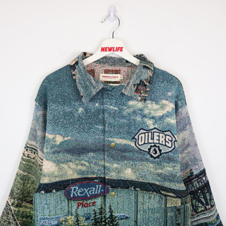 Reworked Edmonton Oilers Custom Tapestry Jacket - S-NEWLIFE Clothing