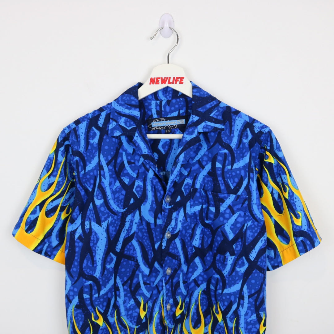 Vintage Y2K Flame Short Sleeve Button Up - S-NEWLIFE Clothing