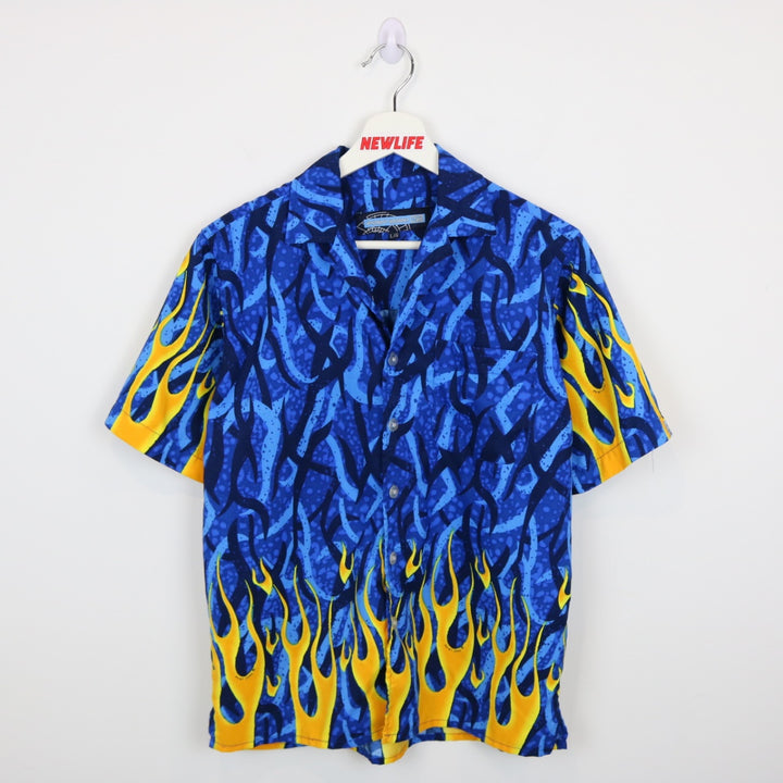 Vintage Y2K Flame Short Sleeve Button Up - S-NEWLIFE Clothing