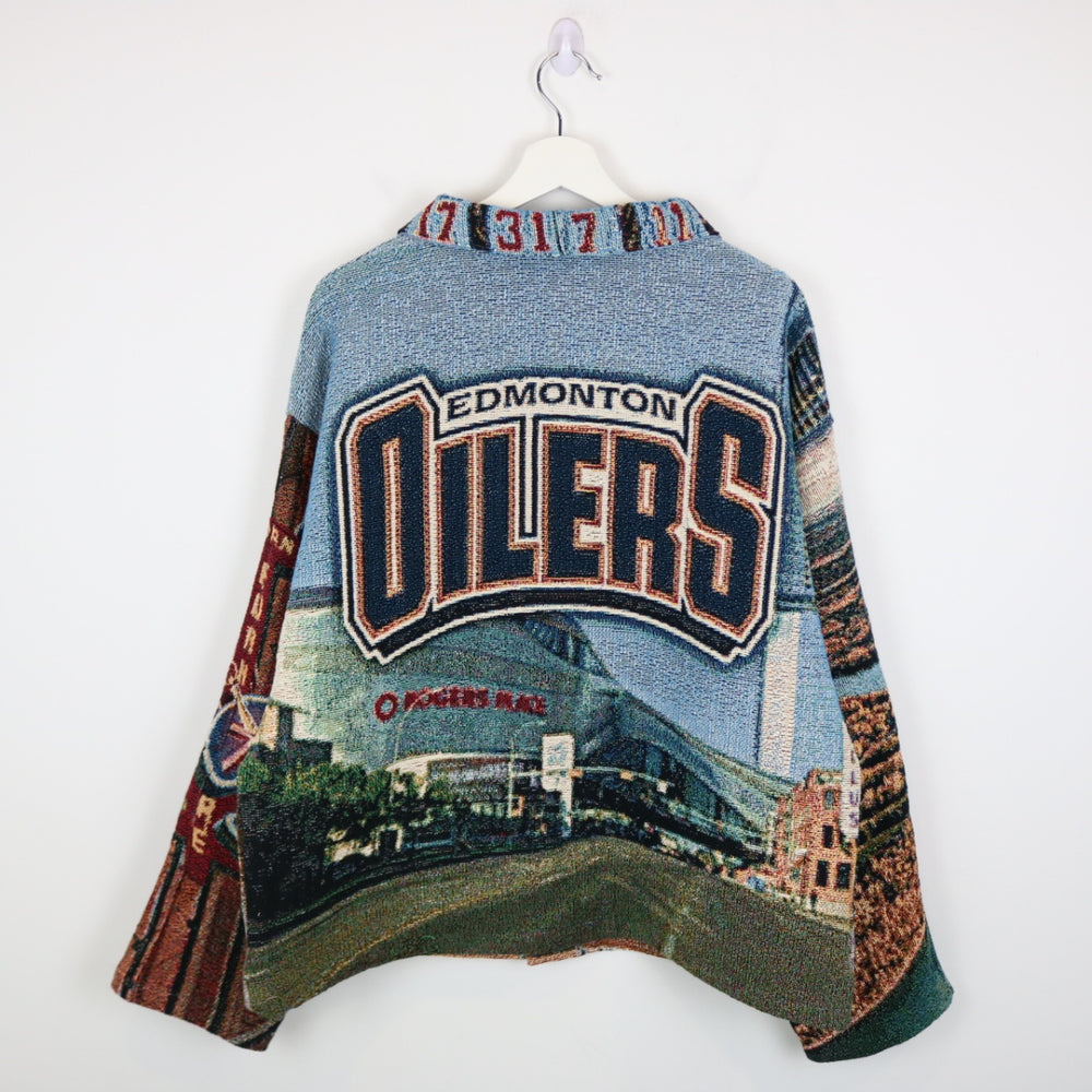 Reworked Edmonton Oilers Custom Tapestry Jacket - L-NEWLIFE Clothing