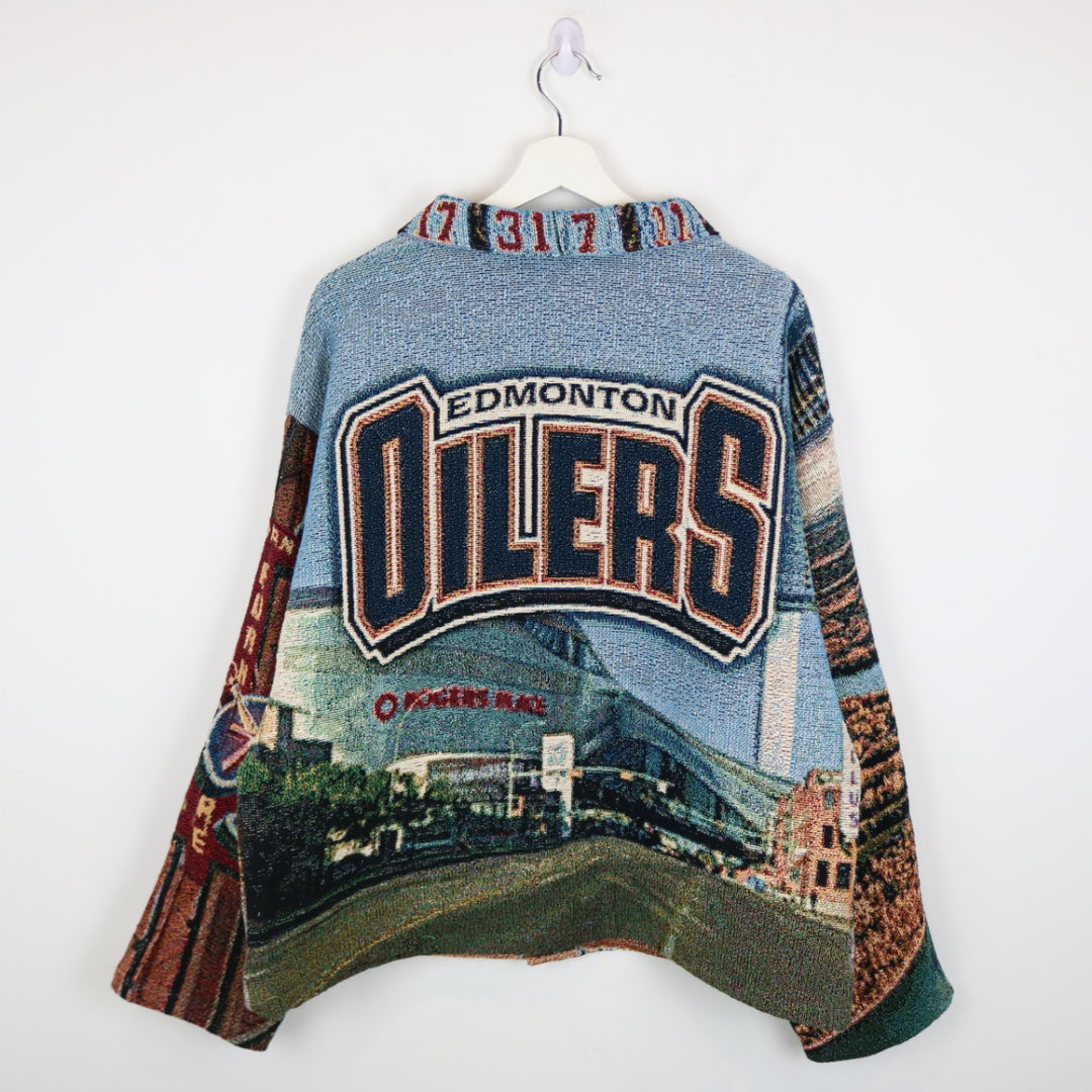 Reworked Edmonton Oilers Custom Tapestry Jacket - L-NEWLIFE Clothing