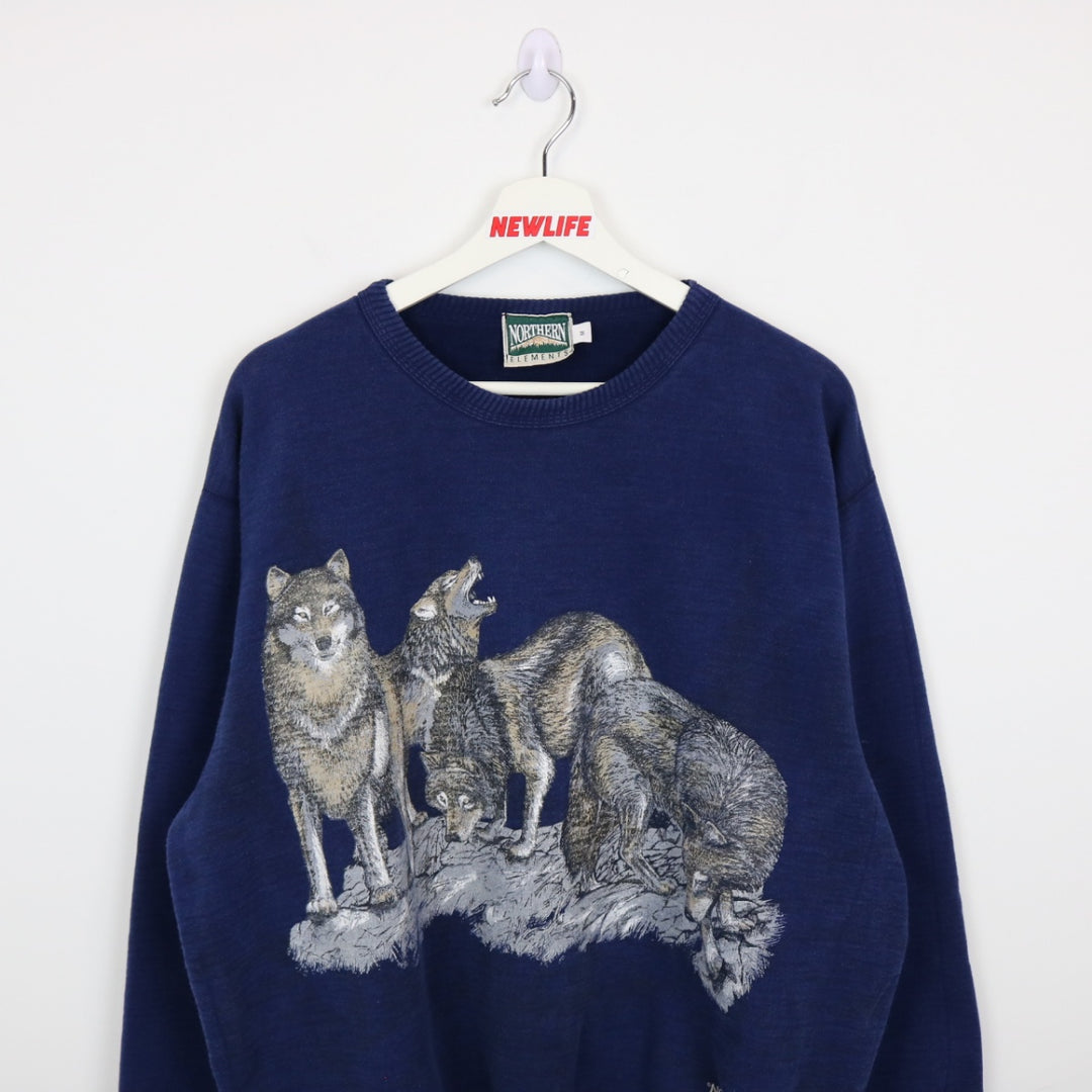 Vintage 90's Wolf Nature Crewneck - L-NEWLIFE Clothing