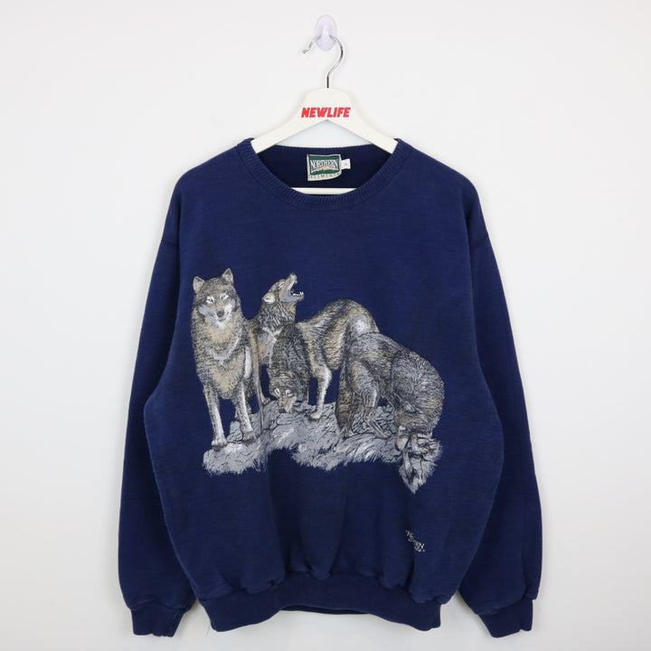 Vintage 90's Wolf Nature Crewneck - L-NEWLIFE Clothing