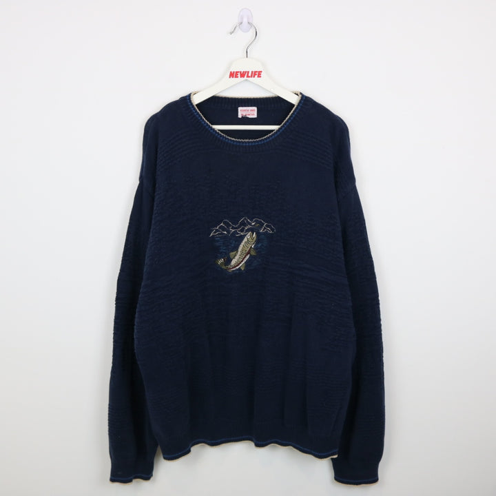 Vintage 90's Textured Fish Nature Knit Sweater - XL-NEWLIFE Clothing