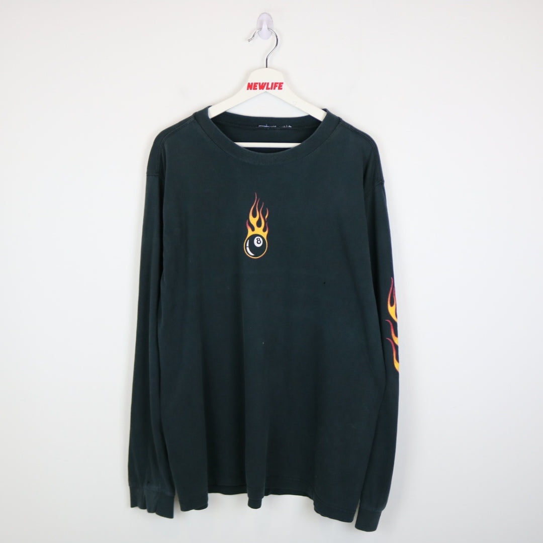 Vintage 00's Eight Ball Flame Long Sleeve Tee - XL-NEWLIFE Clothing