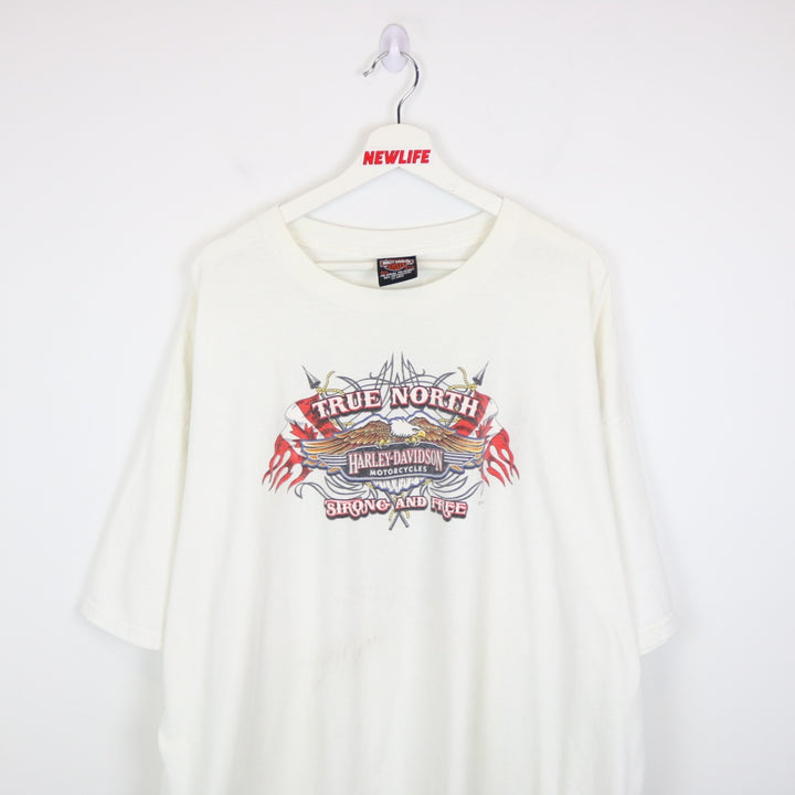 Vintage 2006 True North Strong &amp; Free Harley Davidson Edmonton Tee - 4XL-NEWLIFE Clothing