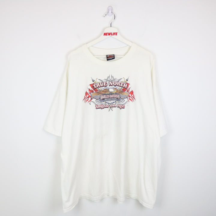 Vintage 2006 True North Strong &amp; Free Harley Davidson Edmonton Tee - 4XL-NEWLIFE Clothing