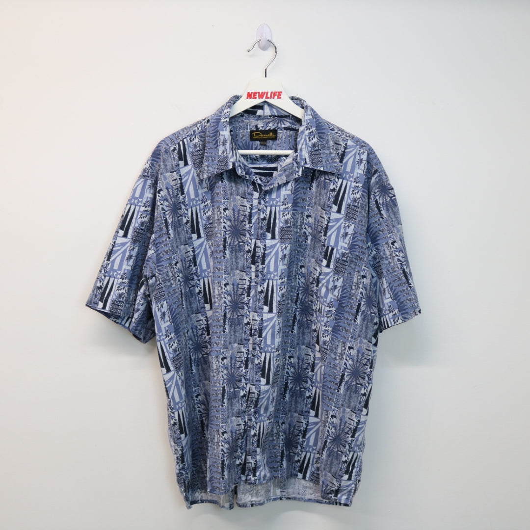 Vintage Abstract Patterned Short Sleeve Button Up - XL-NEWLIFE Clothing