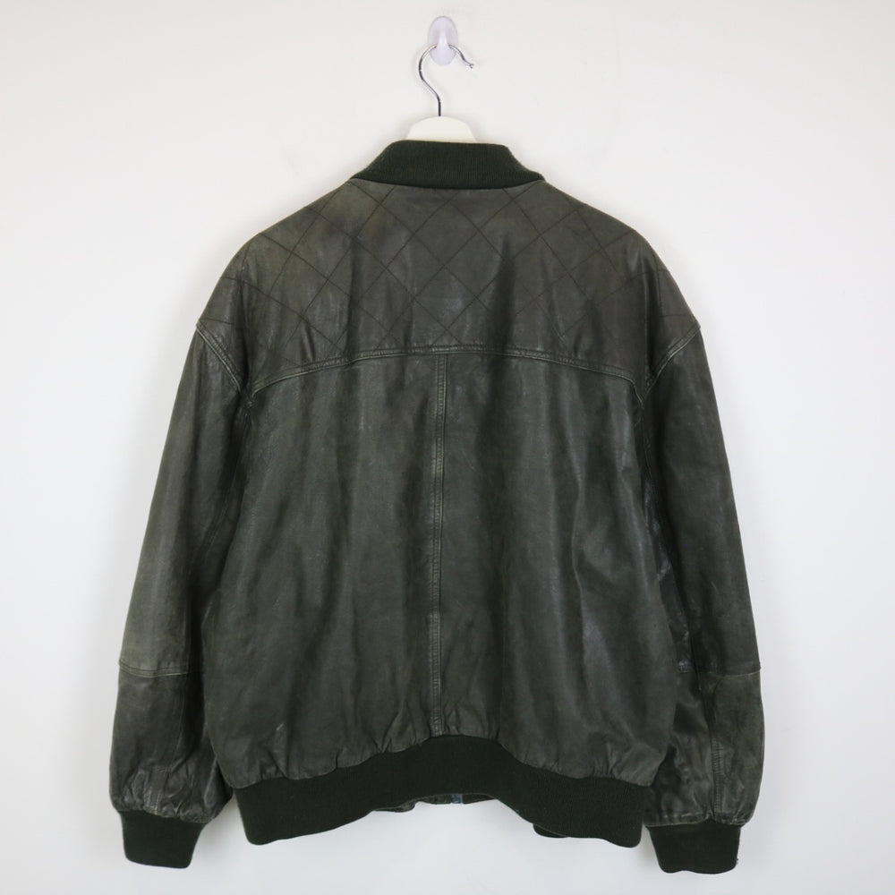 Vintage 90's Officer's Club Leather Bomber Jacket - L-NEWLIFE Clothing