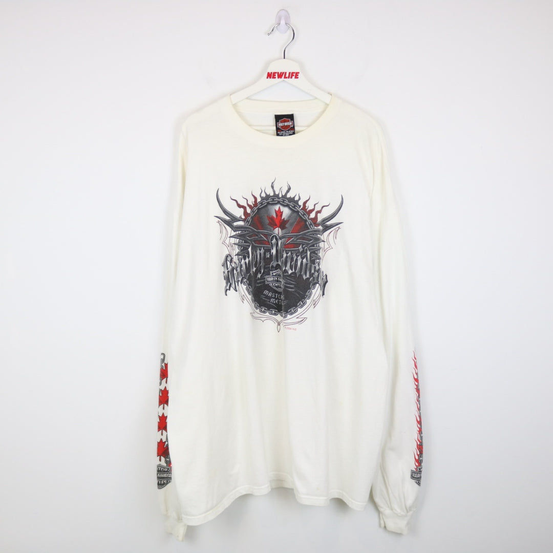 Vintage 2004 Harley Davidson Chatham Kent Ontario Long Sleeve Tee - 3XL-NEWLIFE Clothing