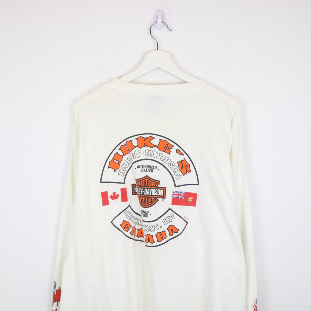 Vintage 2004 Harley Davidson Chatham Kent Ontario Long Sleeve Tee - 3XL-NEWLIFE Clothing