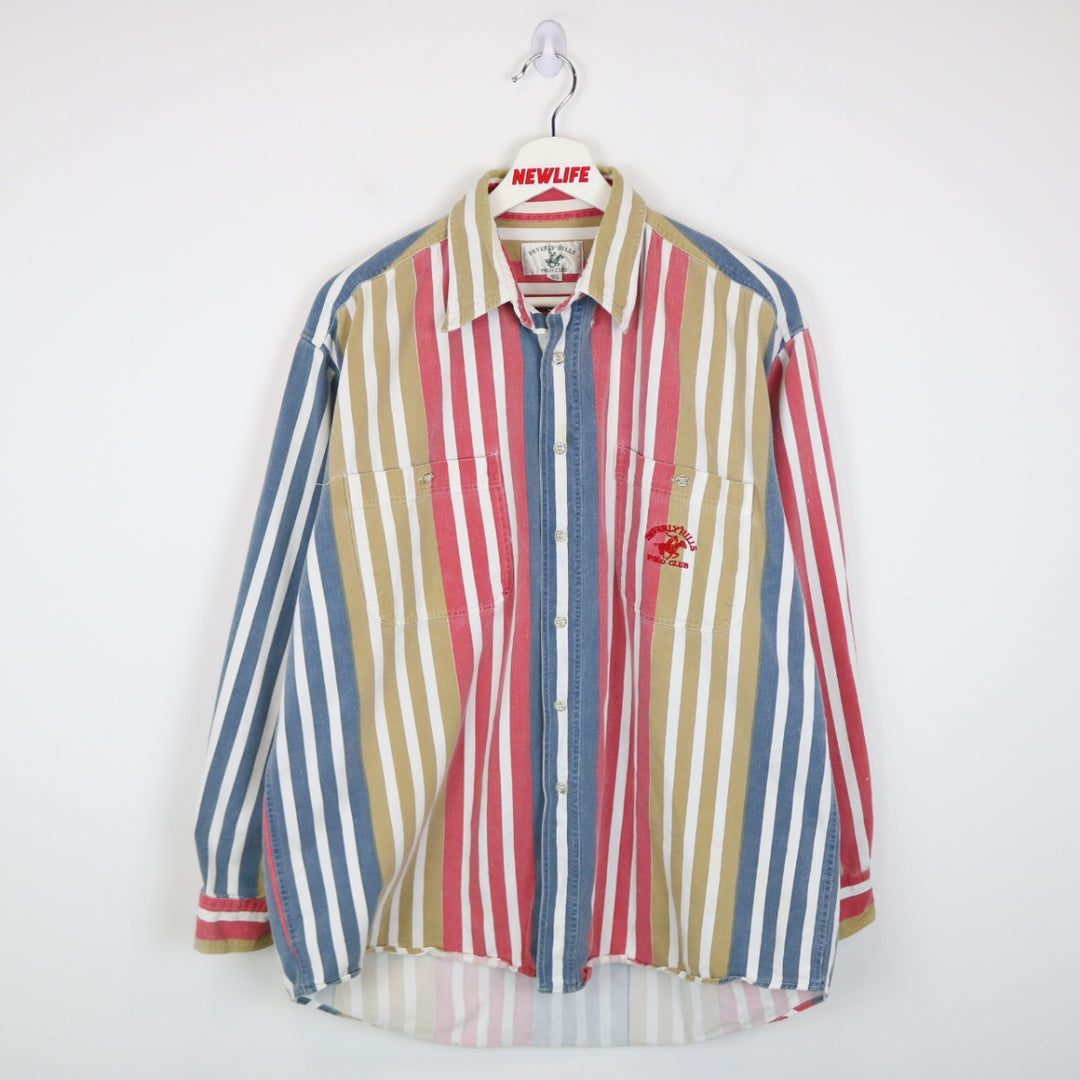 Vintage 90's Beverly Hills Polo Club Striped Button Up - L-NEWLIFE Clothing