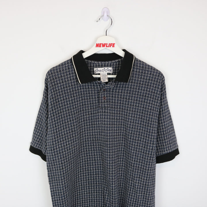 Vintage 90's 101 Network Patterned Polo Shirt - M-NEWLIFE Clothing