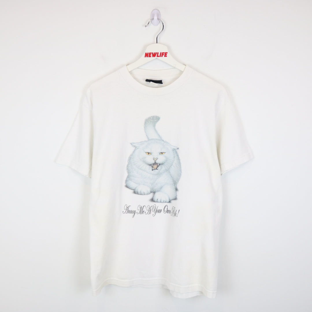 Vintage 90's Annoy Me at Your Own Risk Cat Nature Tee - M-NEWLIFE Clothing