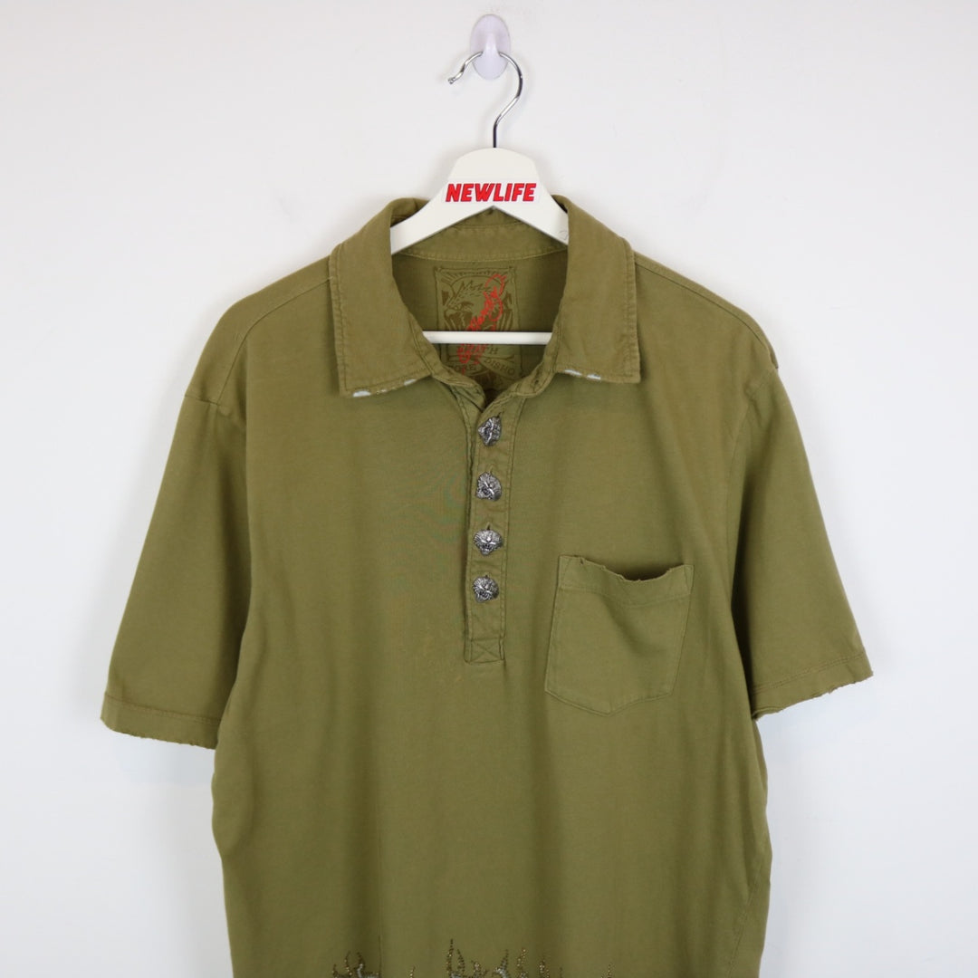 Vintage Y2K Ed Hardy Skull Polo Shirt - L-NEWLIFE Clothing