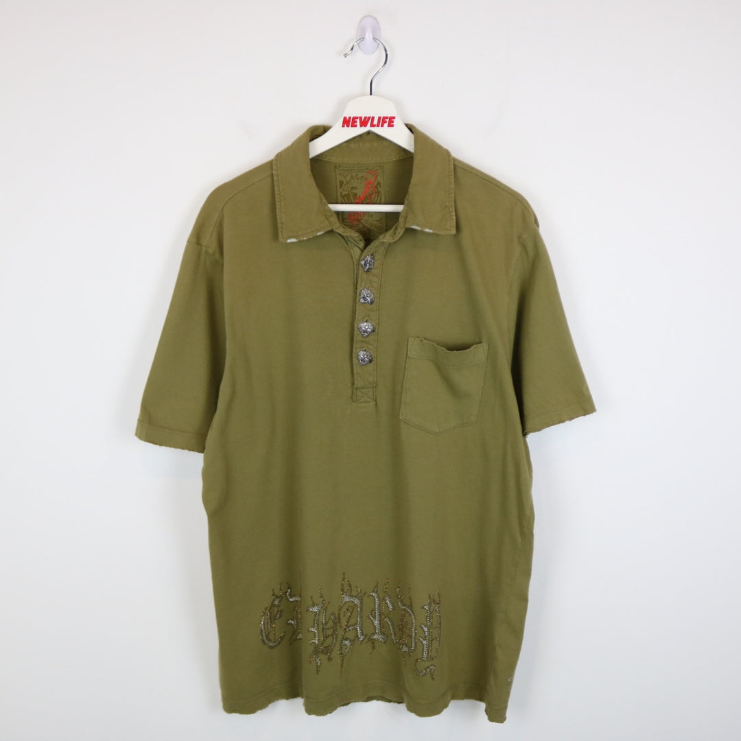 Vintage Y2K Ed Hardy Skull Polo Shirt - L-NEWLIFE Clothing