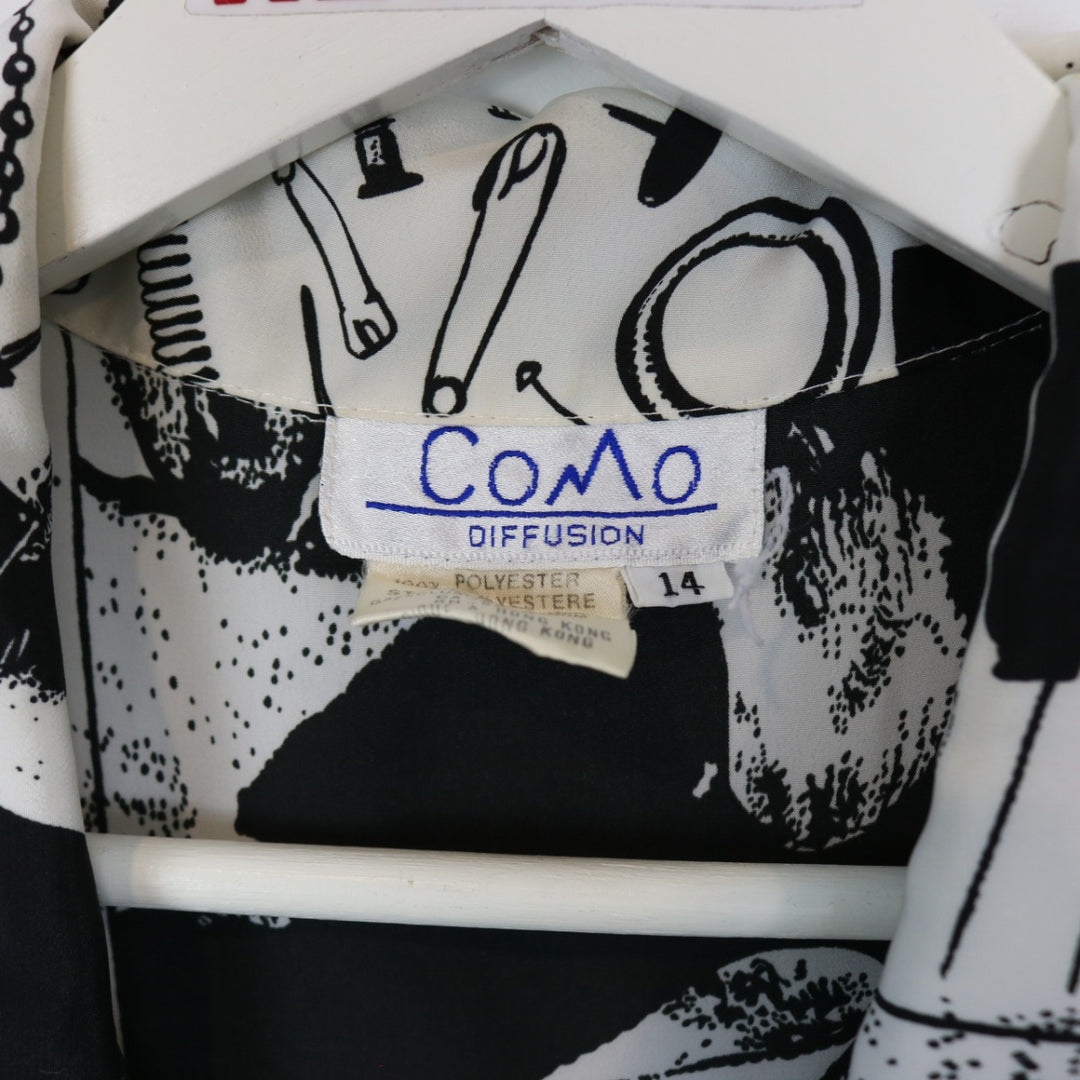 Vintage 80's Como Abstract Print Short Sleeve Button Up - L-NEWLIFE Clothing
