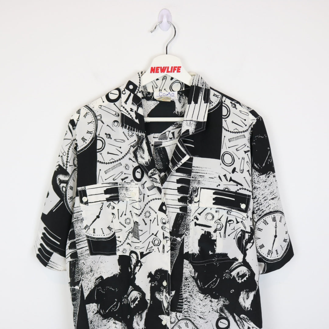 Vintage 80's Como Abstract Print Short Sleeve Button Up - L-NEWLIFE Clothing