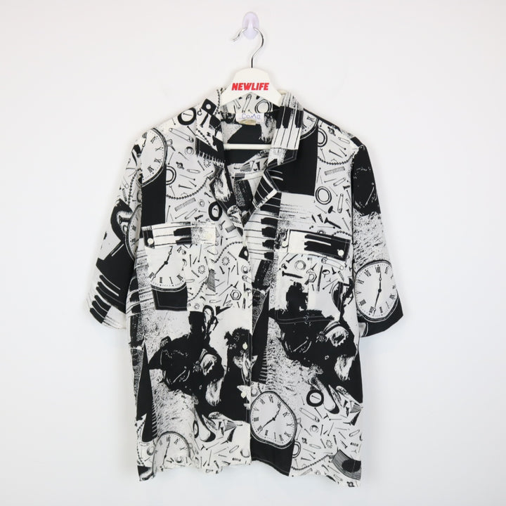Vintage 80's Como Abstract Print Short Sleeve Button Up - L-NEWLIFE Clothing