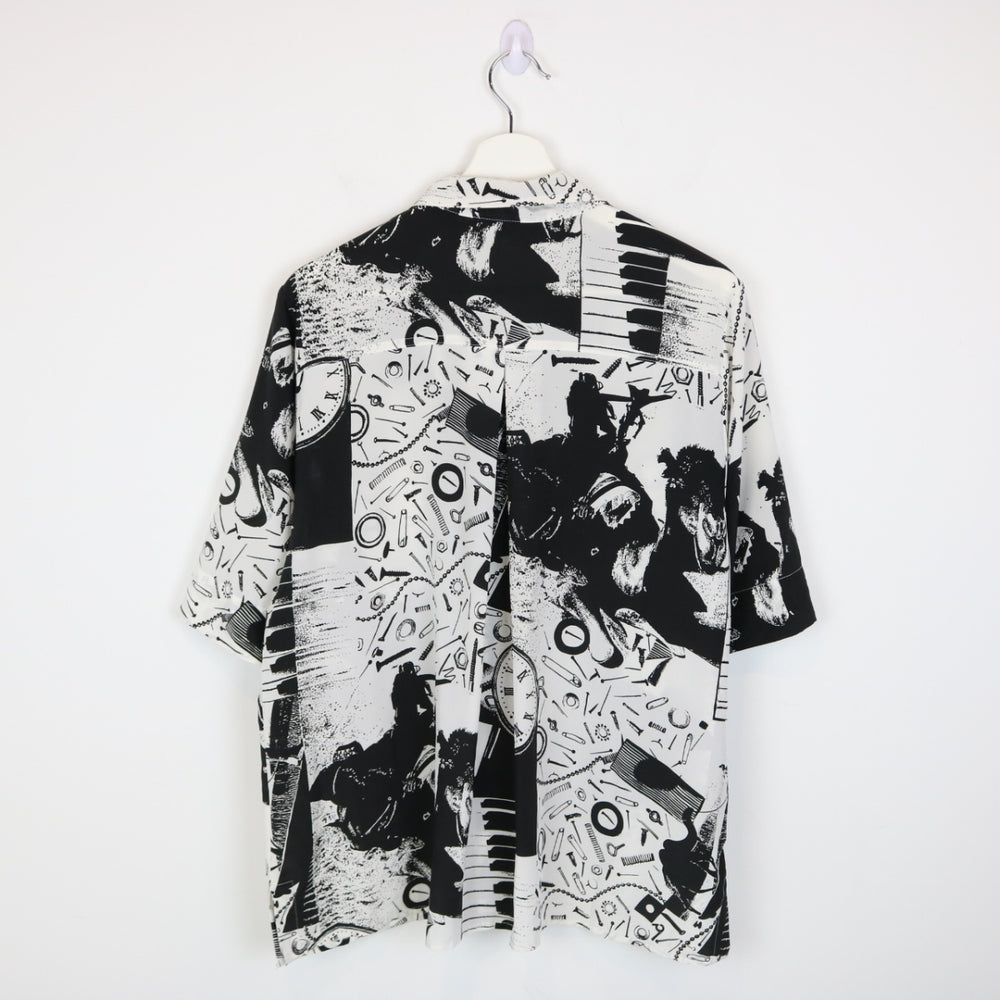 Vintage 80's Como Abstract Print Short Sleeve Button Up - L-NEWLIFE Clothing