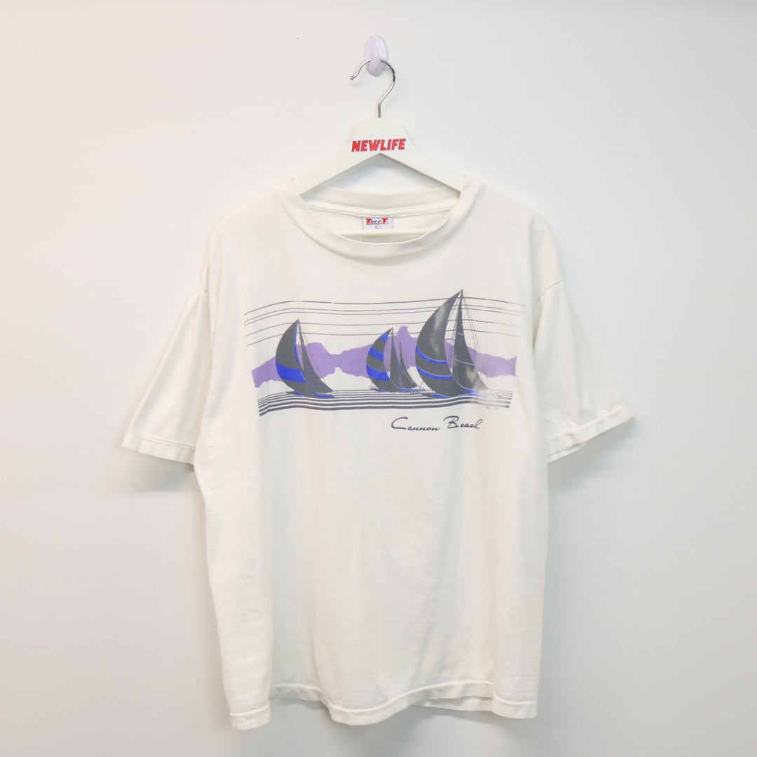 Vintage 90's Cannon Beach Sailboat Tee - L-NEWLIFE Clothing