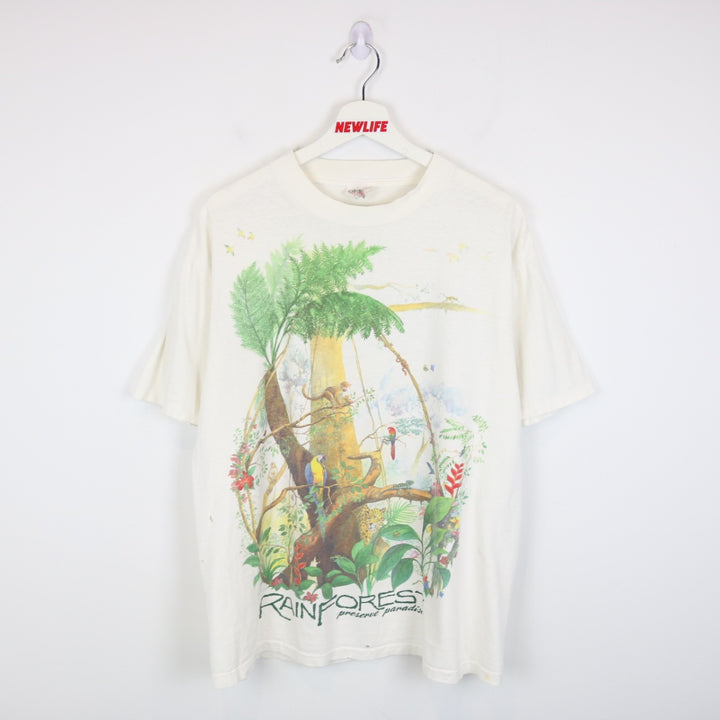 Vintage 1991 Rainforest Preserve Paradise Nature Tee - L-NEWLIFE Clothing