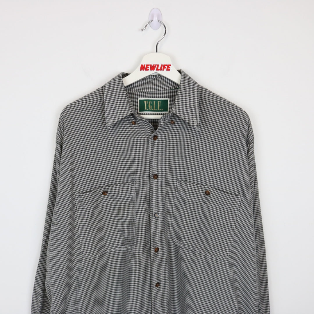 Vintage 90's TGIF Plaid Button Up - L-NEWLIFE Clothing