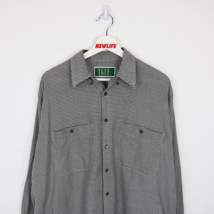 Vintage 90's TGIF Plaid Button Up - L-NEWLIFE Clothing