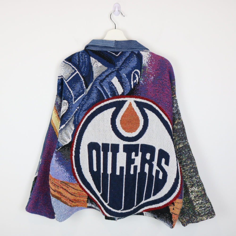 Reworked Vintage Edmonton Oilers NHL Tapestry Jacket - L-NEWLIFE Clothing